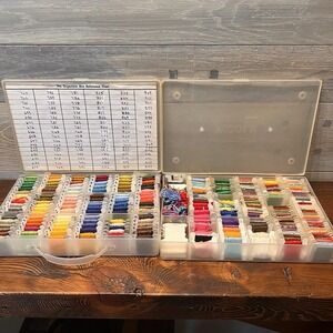 220+‎ Embroidery Floss Cards Lot Numbered + 2 Cases Hand Sewing Stitchery Crafts